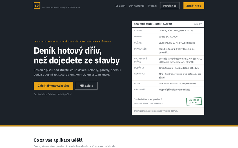 Náhled aplikace Stavební deník