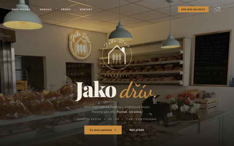 Náhled webu Pekařství Jako dřív